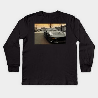 porsche 911, berlin city, brandenburg gate Kids Long Sleeve T-Shirt